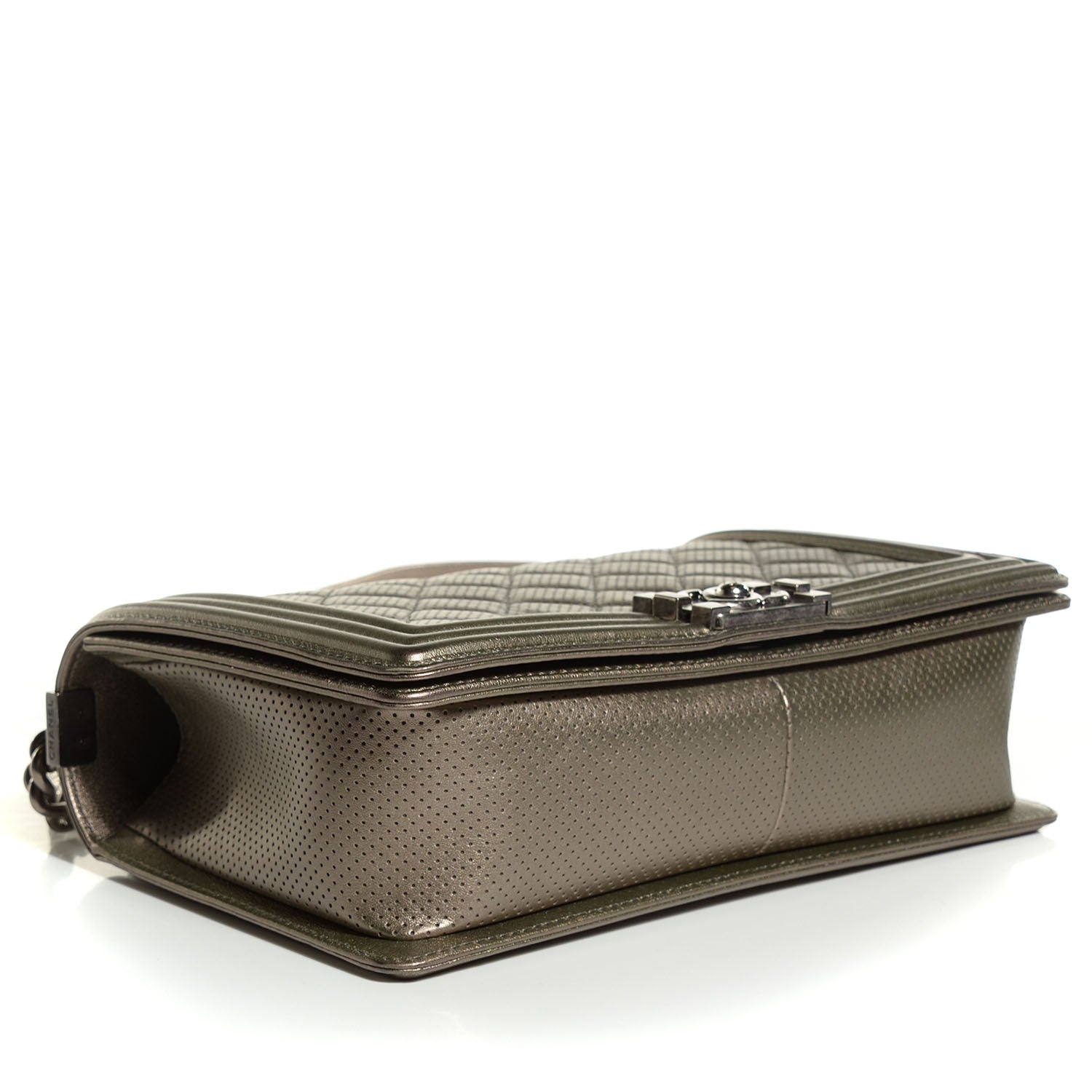 Chanel Metallic Lambskin Perforated New Medium Boy Flap Silver 5 of 9