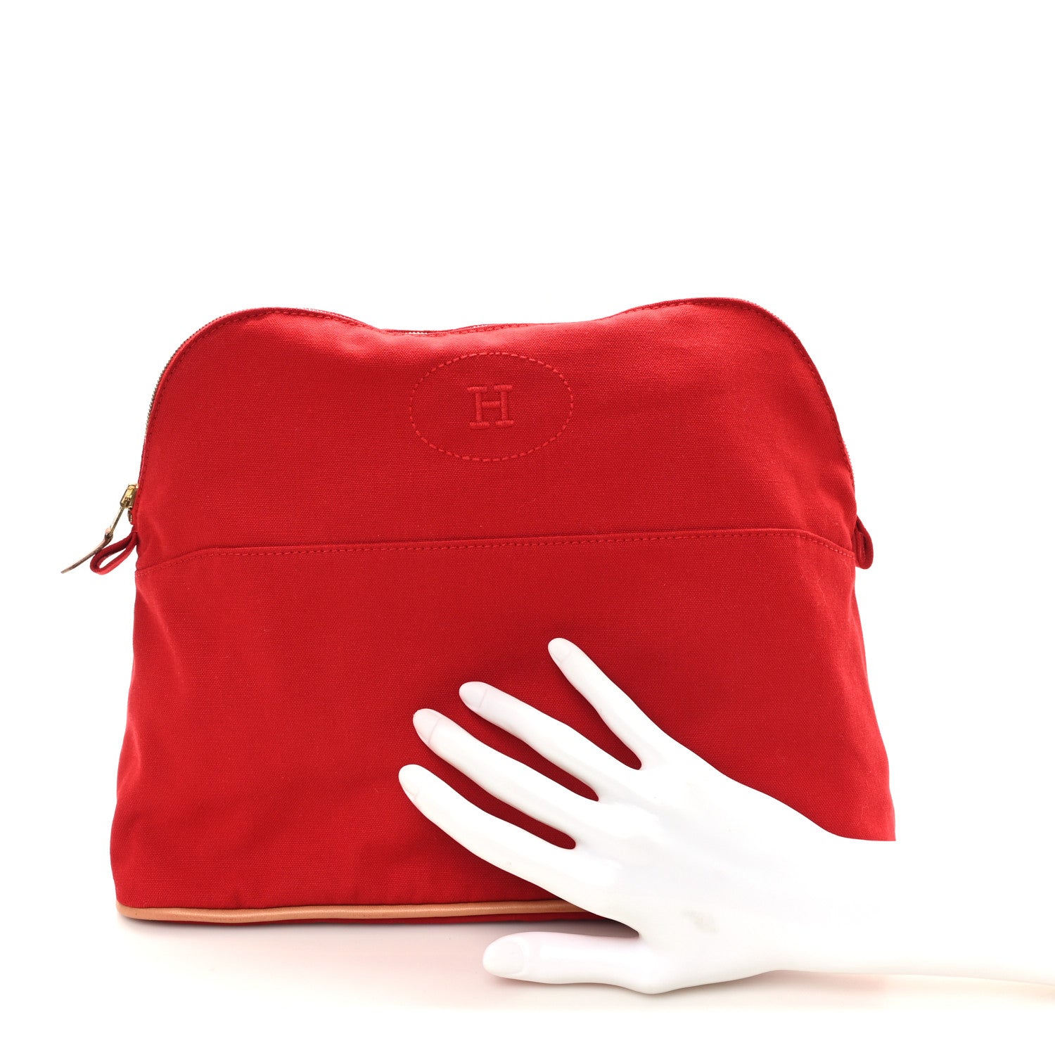 Hermes Cotton Bolide Travel Cosmetic Pouch Rouge 2 of 6