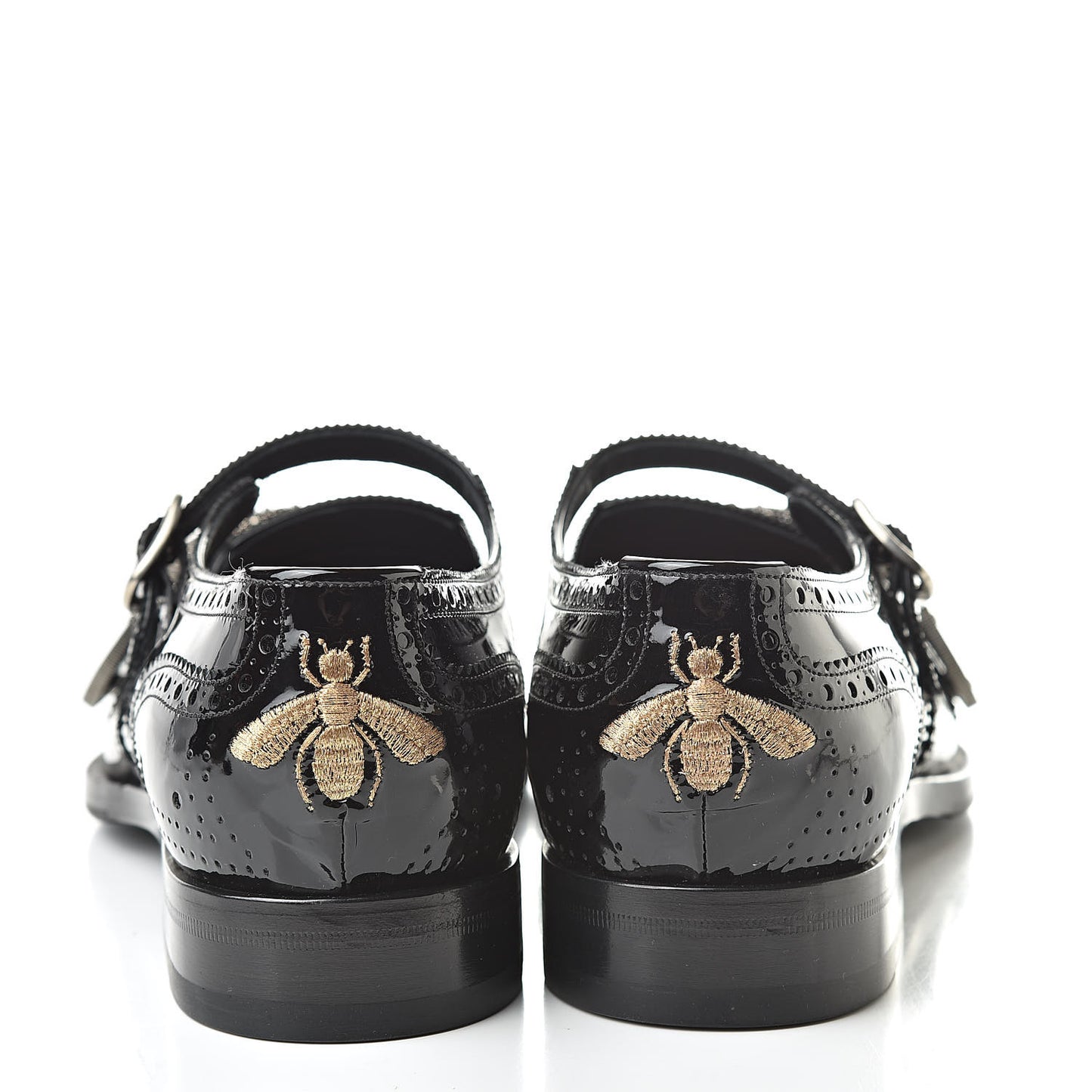 Vernice Crystal Bee Embroidered Mens Queercore Brogue Monk Strap Loafers 9 Black