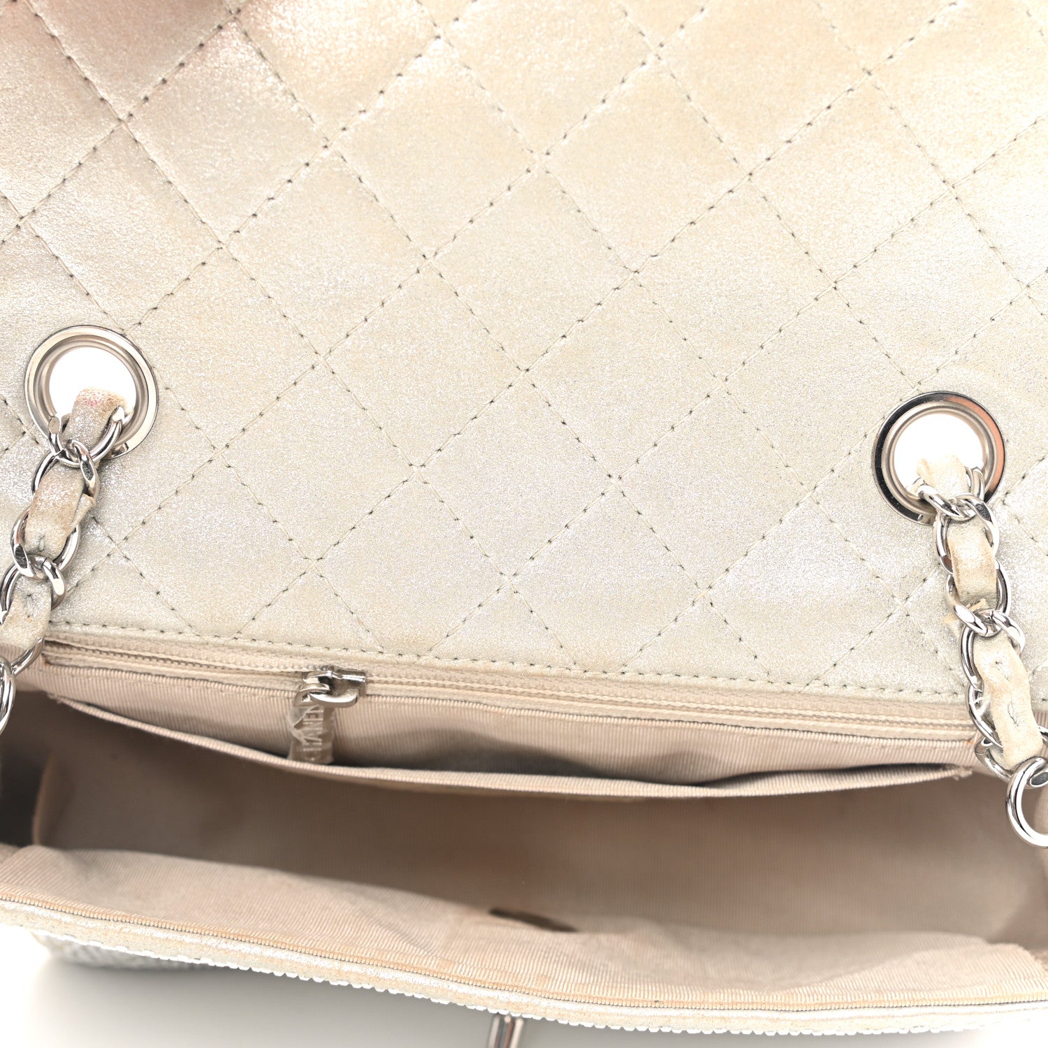 Chanel Iridescent Calfskin Studded Mini Flap Silver 4 of 14