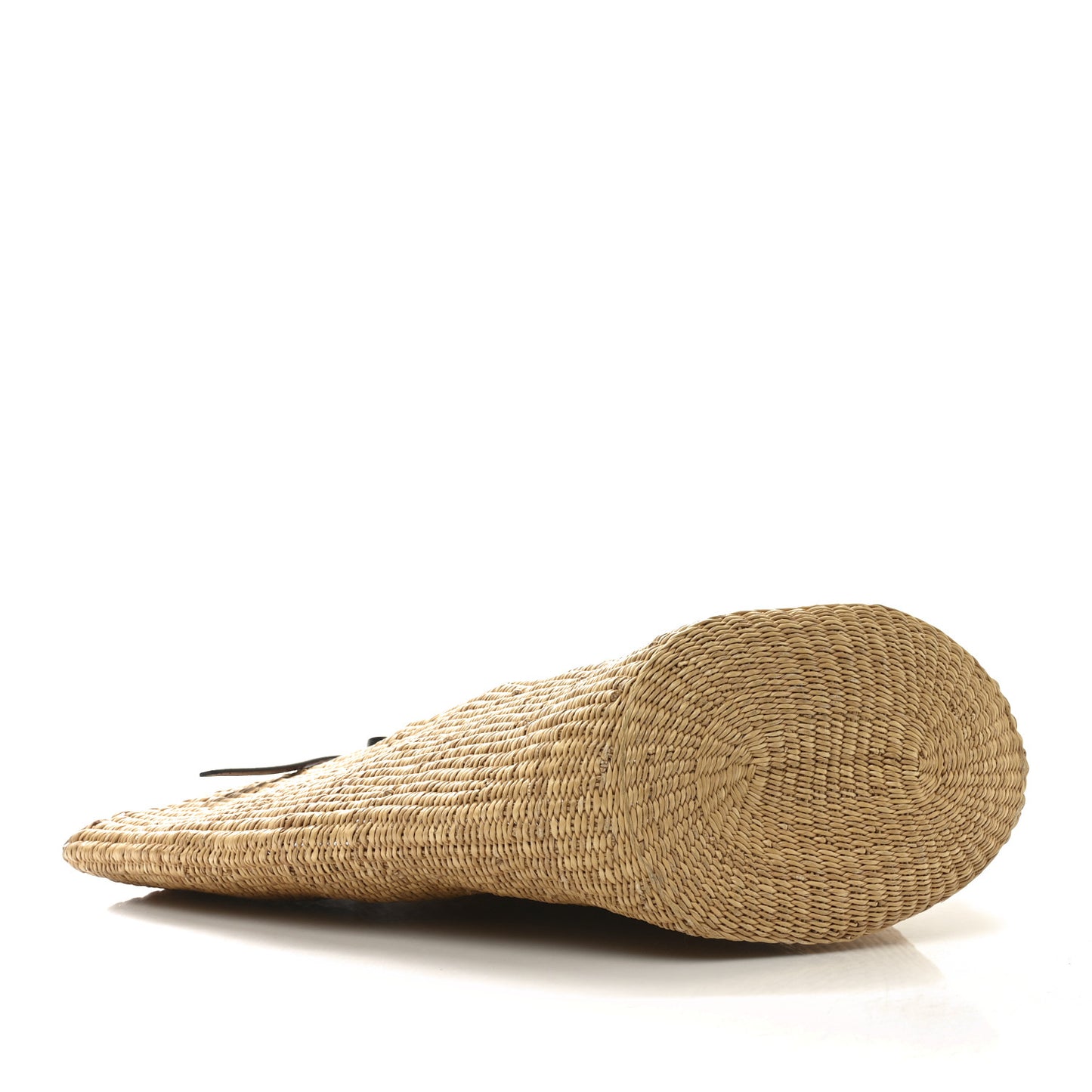 Raffia Calfskin Shell Basket Tote Natural Pecan