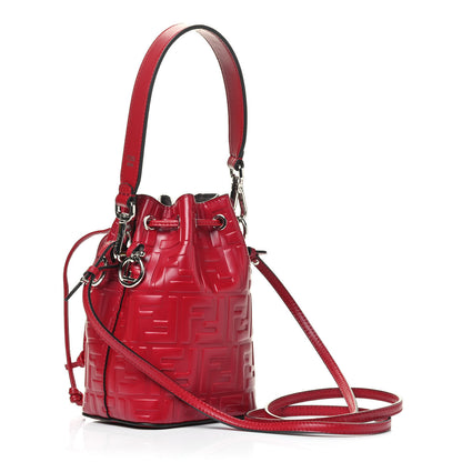 Fendi Vitello Liberty F is Fendi FF 1974 Embossed Mini Mon Tresor Bucket Bag Fragola 2 of 3