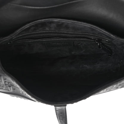 Christian Dior Calfskin Embossed Oblique Saddle Bag With Strap Black 5 of 12