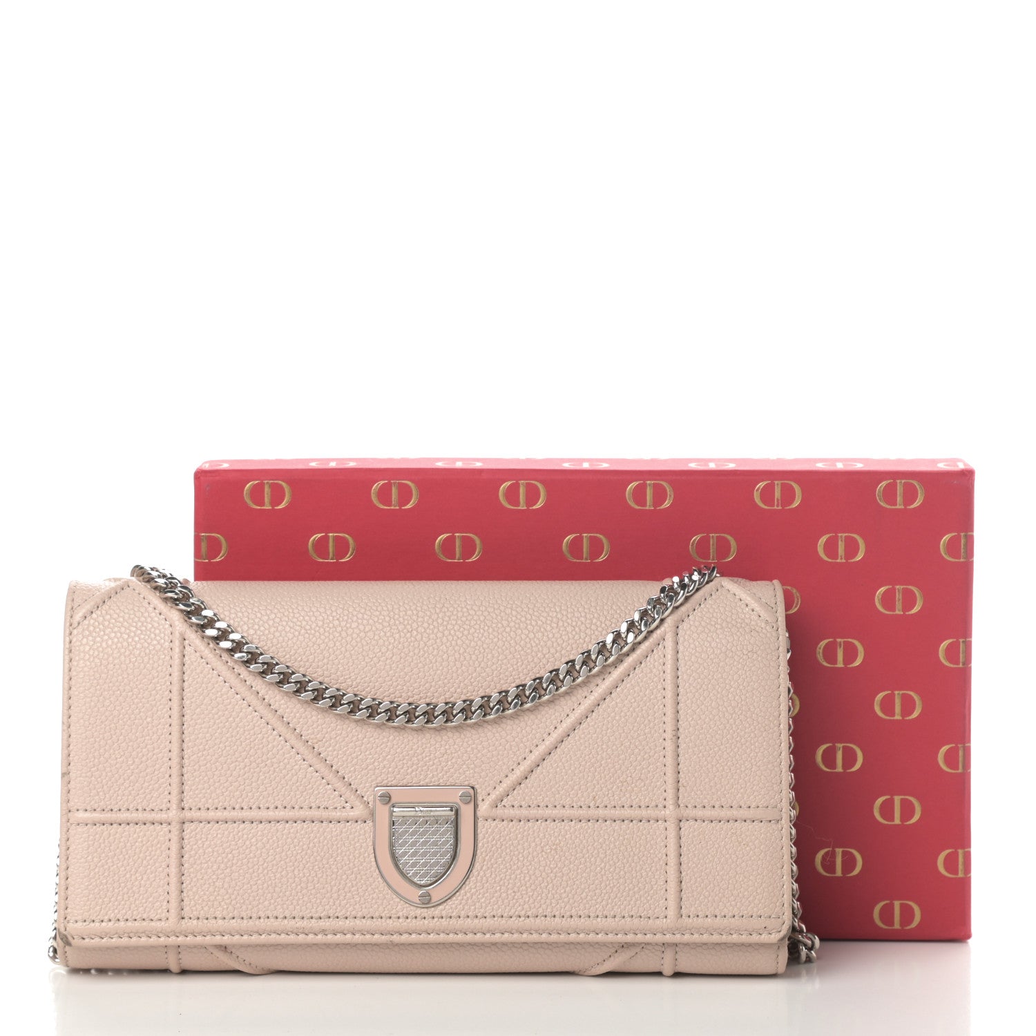Christian Dior Grained Calfskin Diorama Croisiere Chain Wallet Rose Poudre 22 of 22