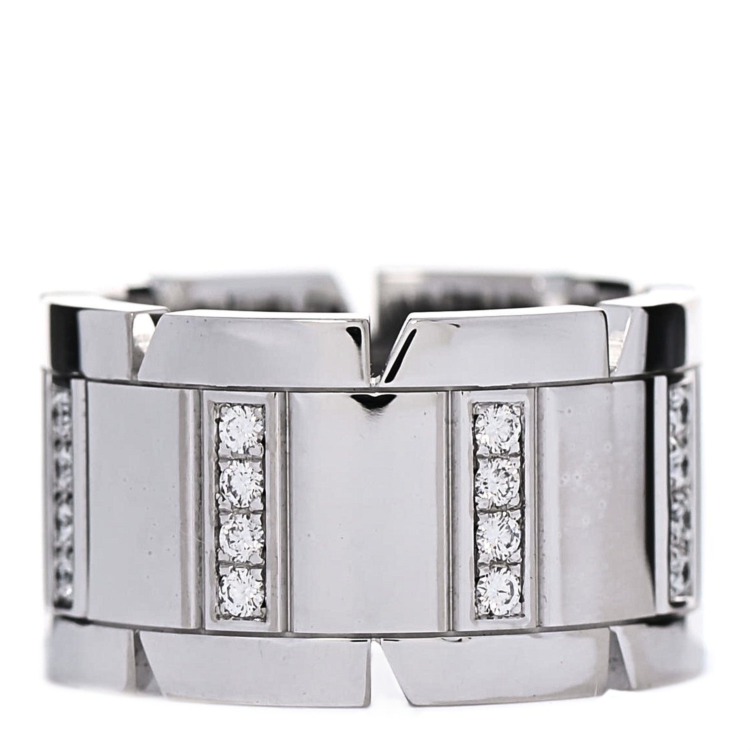 Cartier 18K White Gold Diamond 11mm Tank Francaise Ring 48 4.5 3 of 6