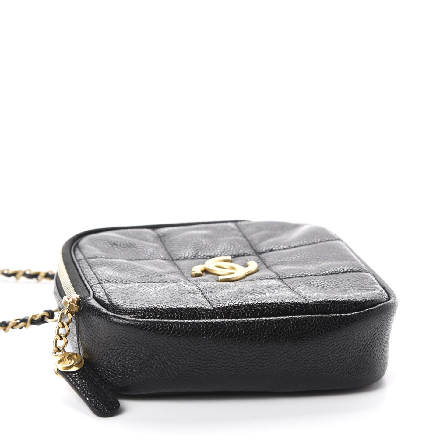 Caviar Quilted Diamond Clutch With Chain Black