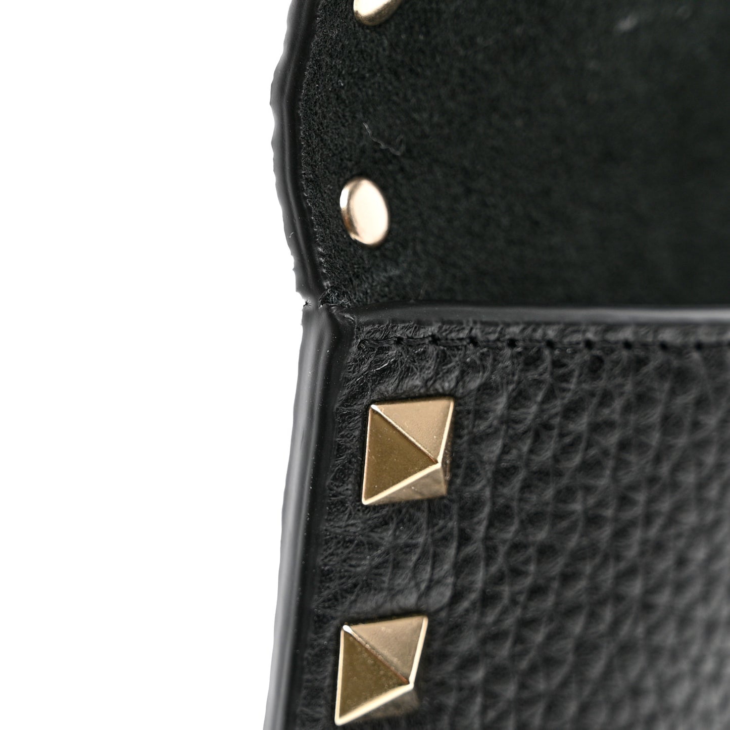 Pebbled Calfskin Medium Rockstud Envelope Flat Wristlet Pouch Black