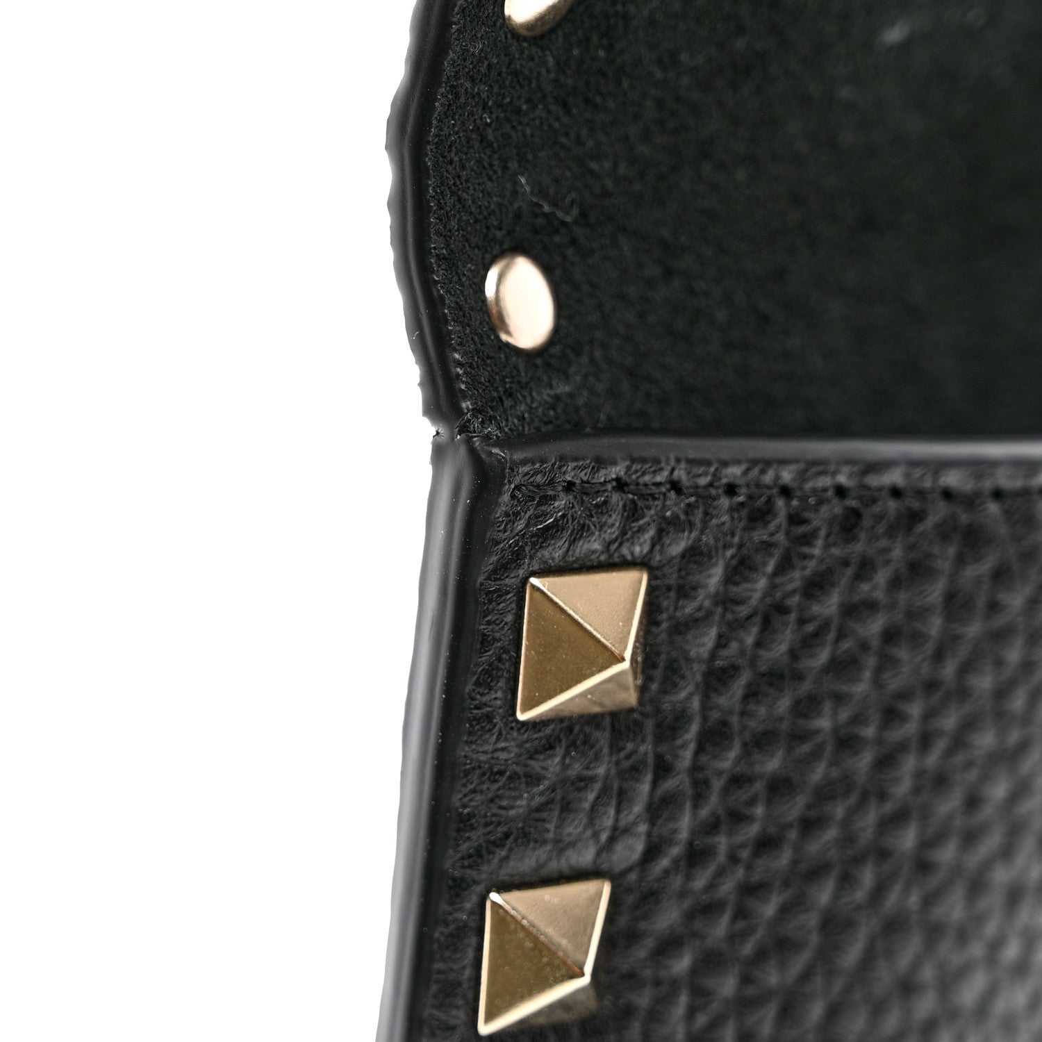 Valentino Garavani Pebbled Calfskin Medium Rockstud Envelope Flat Wristlet Pouch Black 7 of 8