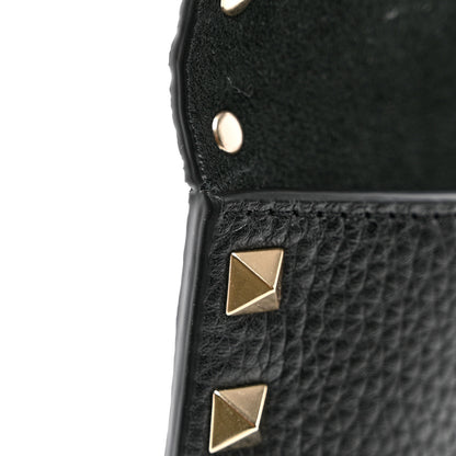 Valentino Garavani Pebbled Calfskin Medium Rockstud Envelope Flat Wristlet Pouch Black 7 of 8