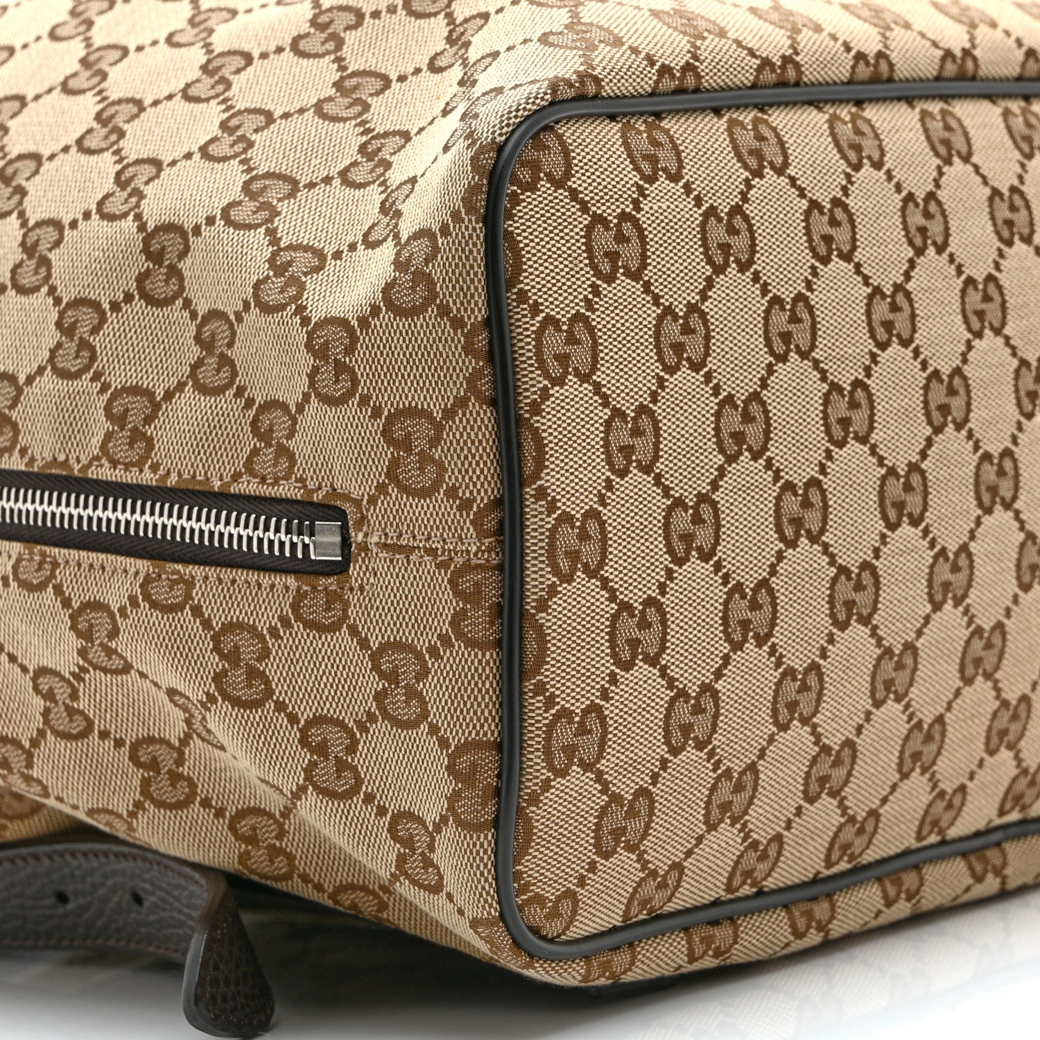 Gucci Monogram Dollar Calfskin O Drawstring Backpack Beige Ebony Testa di Moro Dark Chocolate 10 of 11