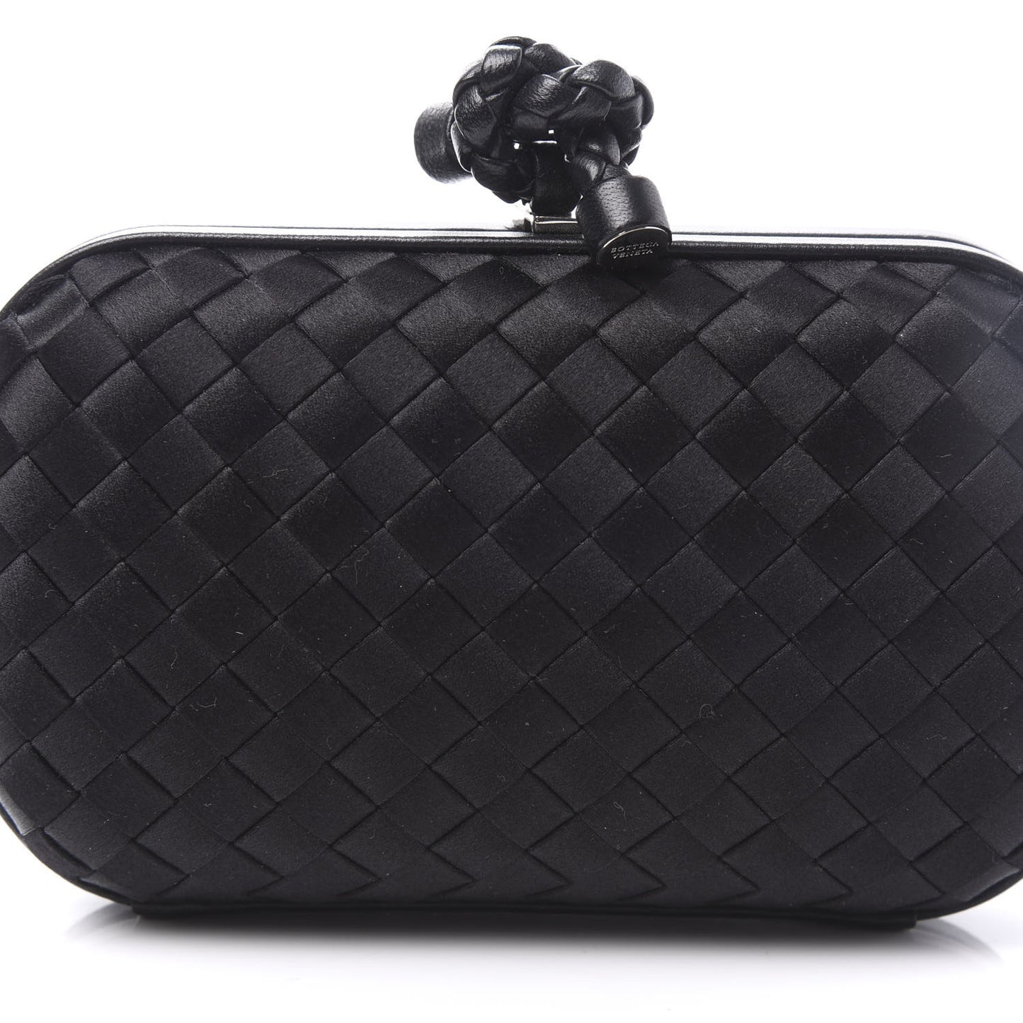 Satin Intreccio Impero Knot Clutch Black