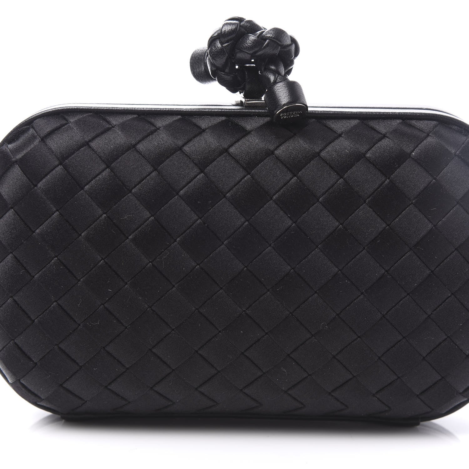 Bottega Veneta Satin Intreccio Impero Knot Clutch Black 6 of 9