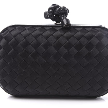 Bottega Veneta Satin Intreccio Impero Knot Clutch Black 6 of 9