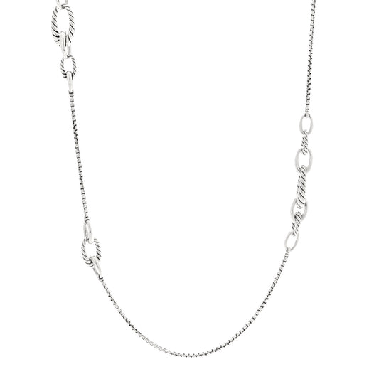 Sterling Silver Oval Link Long Necklace