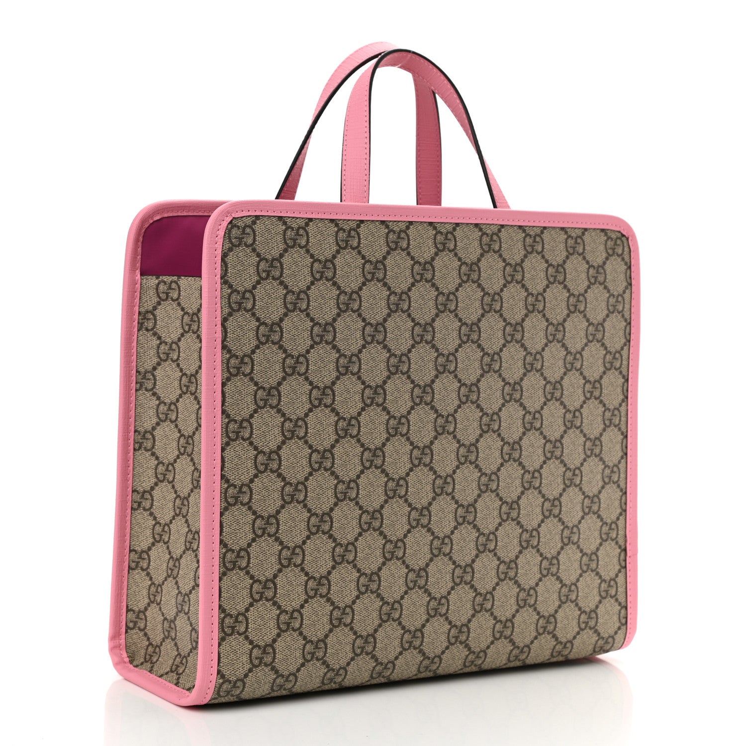 Gucci GG Supreme Monogram 3-D Strawberry Childrens Tote Beige Ebony Lotus Pink Fuxia Emerald 3 of 11