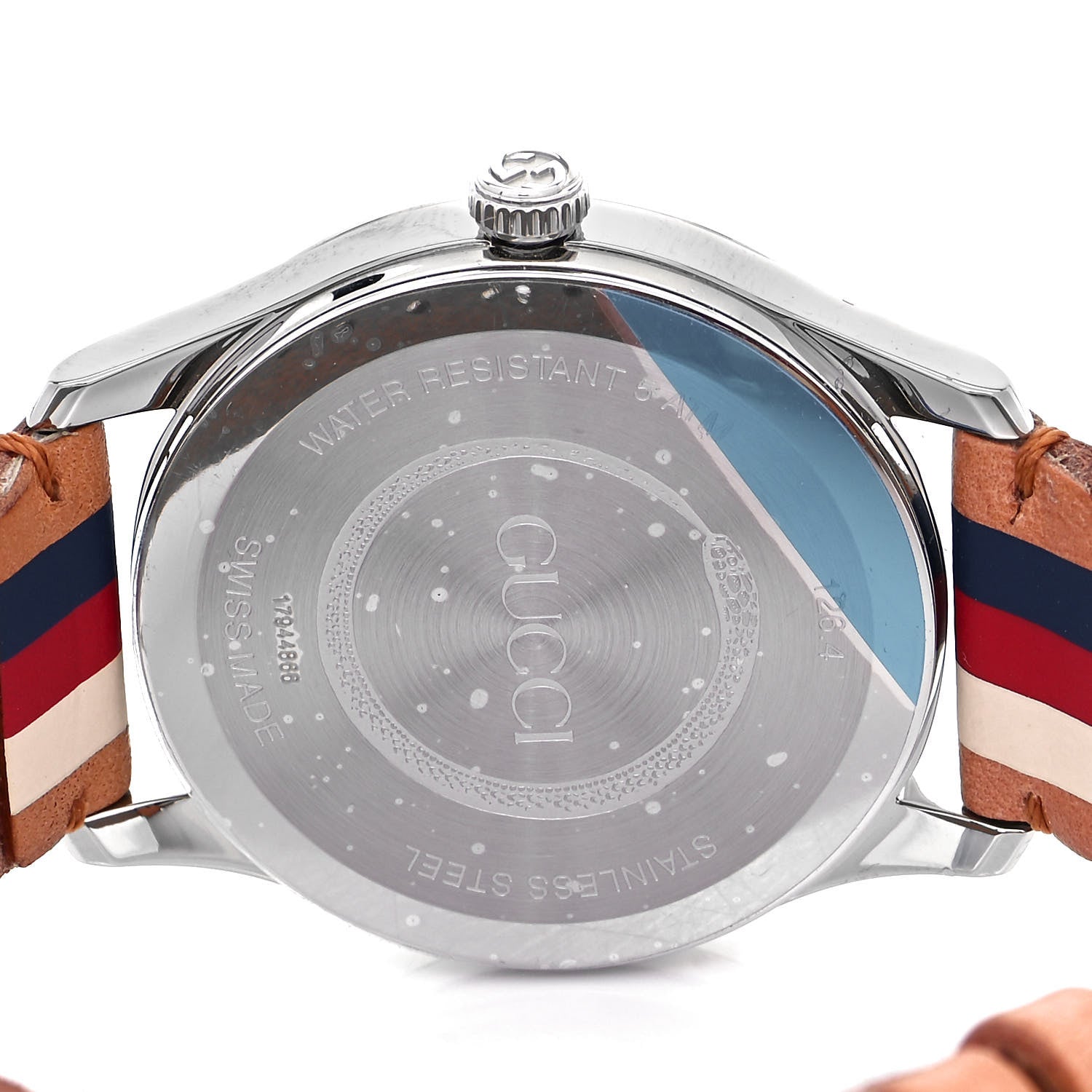 Gucci Stainless Steel Calfskin 38mm G-Timeless Stripe Web Quartz Watch Brown 4 of 5