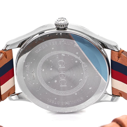 Gucci Stainless Steel Calfskin 38mm G-Timeless Stripe Web Quartz Watch Brown 4 of 5