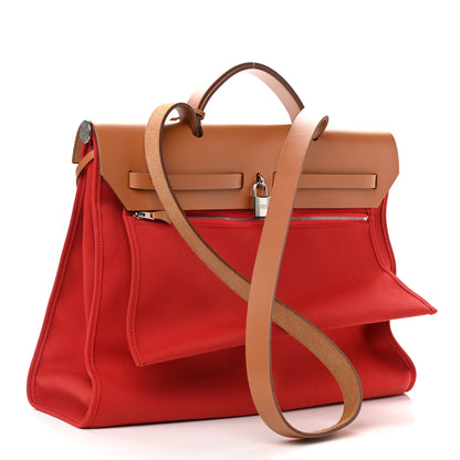 Hermes Vache Hunter Toile Herbag Zip 39 MM Rouge Tomate Natural 4 of 11