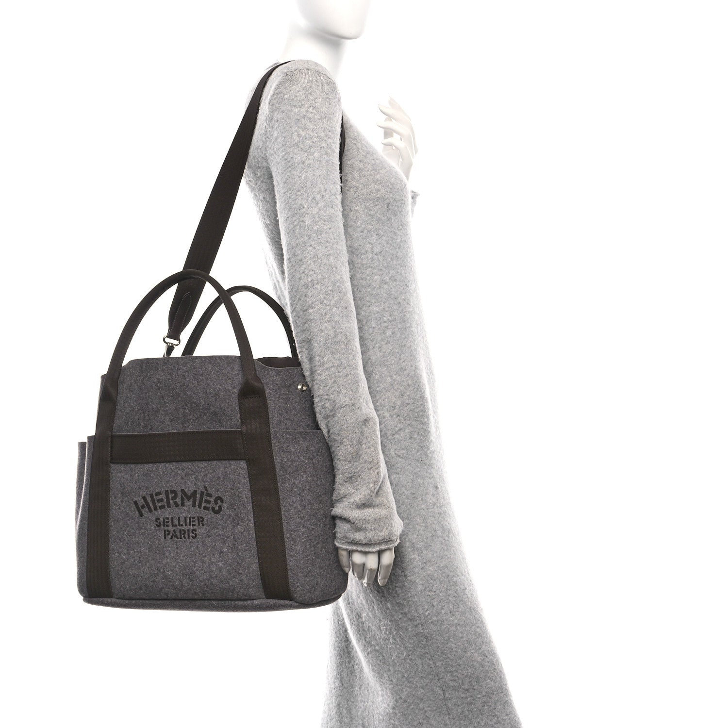 Hermes Felt Sac De Pansage Groom Bag Acier 2 of 15