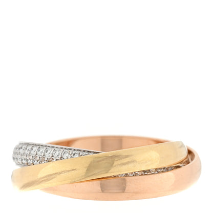 Cartier 18K White Yellow Pink Gold Diamond Small Trinity Paved Ring 54 6.75 3 of 4