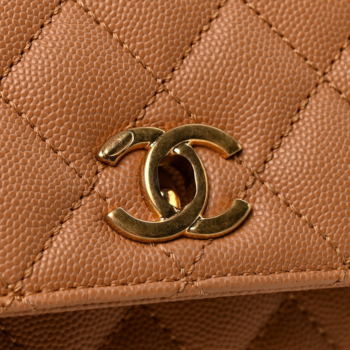 Chanel Caviar Quilted Mini Coco Chain Handle Flap Dark Beige 13 of 14