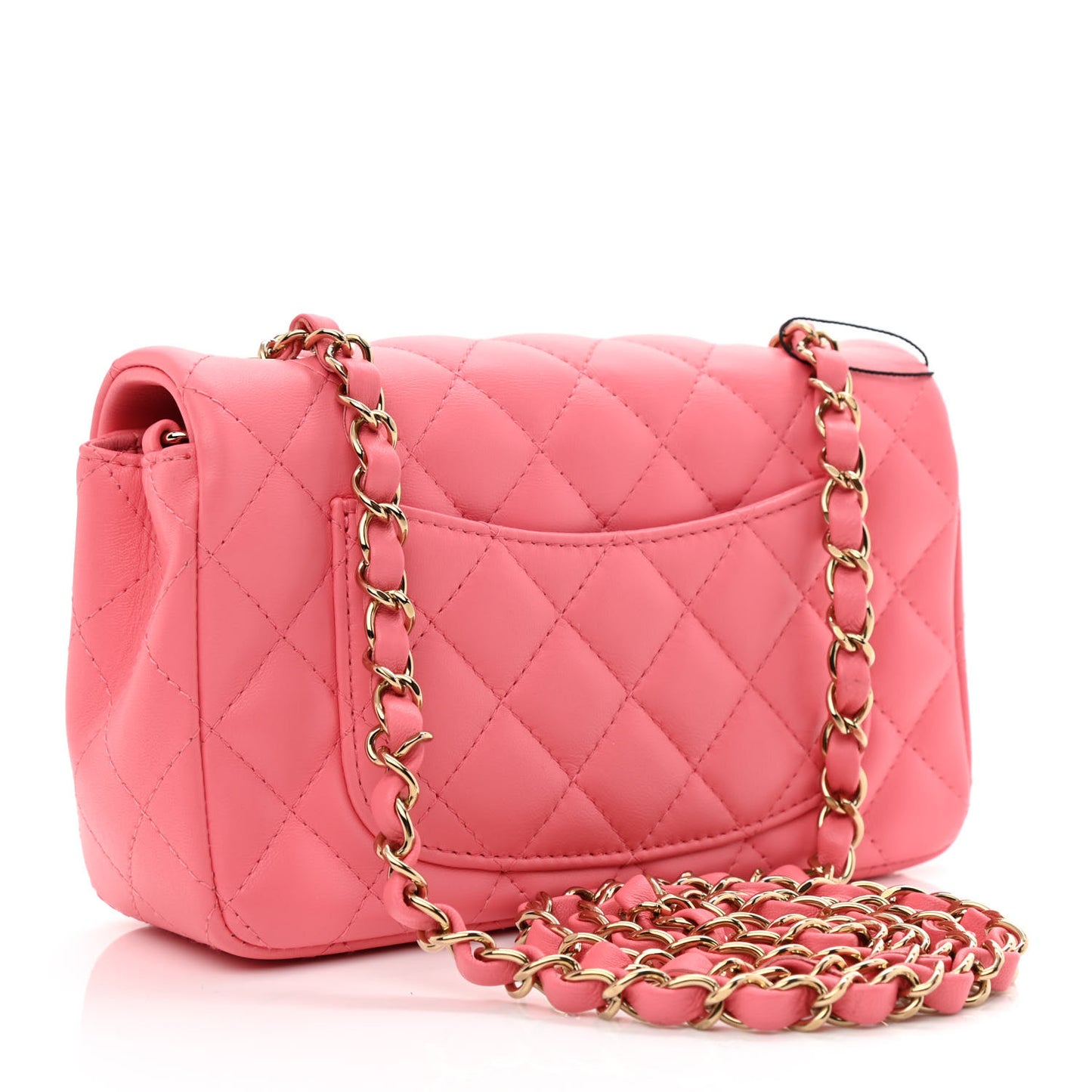 Lambskin Quilted Mini Rectangular Flap Pink