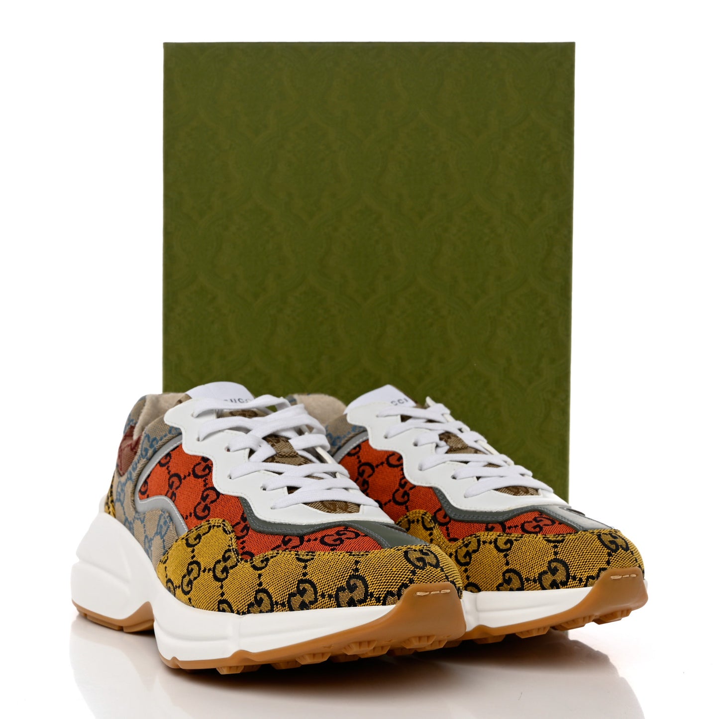 Monogram Multicolor Mens Rhyton Sneakers 9 Yellow Blue Great White Tabasco