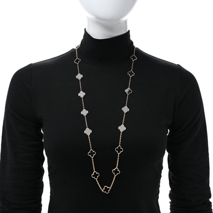 Van Cleef & Arpels 18K Yellow Gold Black Onyx 20 Motifs Vintage Alhambra Necklace 2 of 5