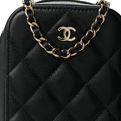 Chanel Caviar Quilted Phone Holder Wallet On Chain WOC Black 7 of 9