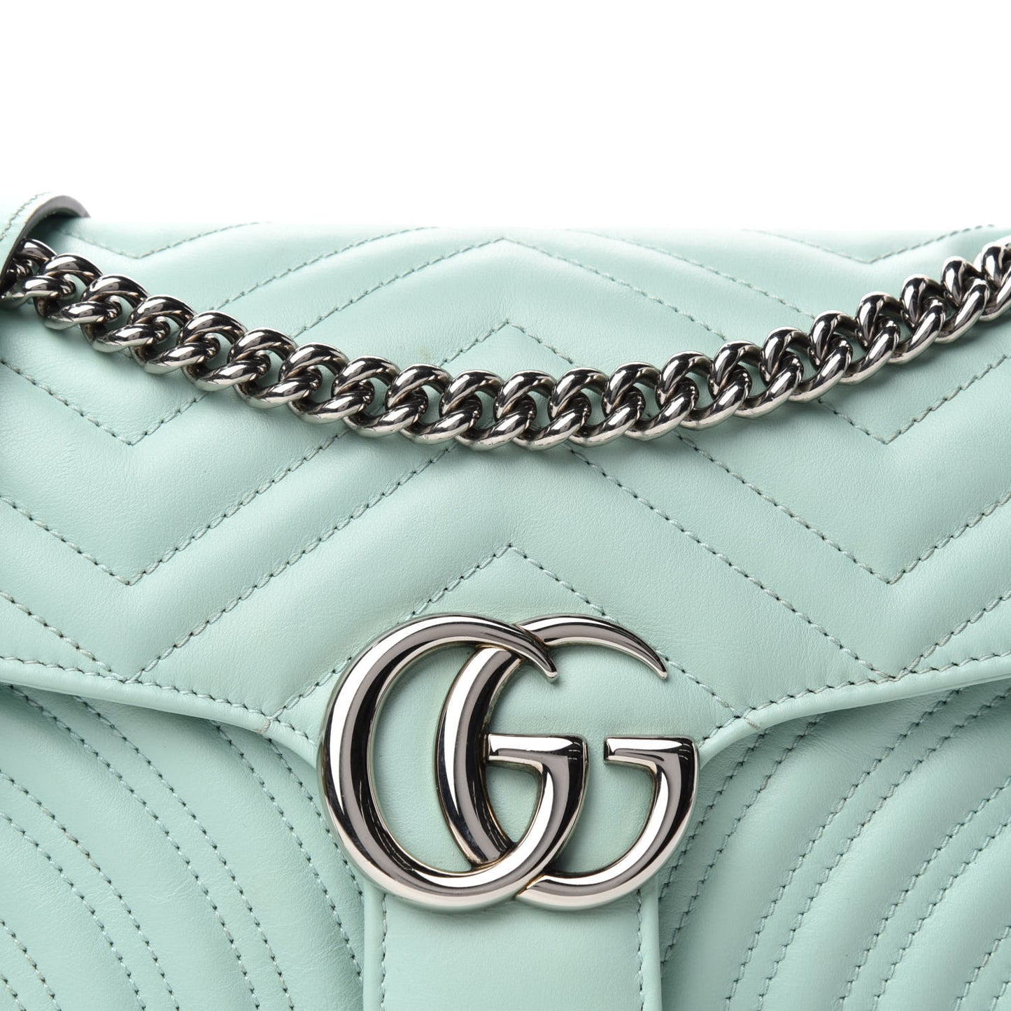 Calfskin Matelasse Small GG Marmont Shoulder Bag Water Green