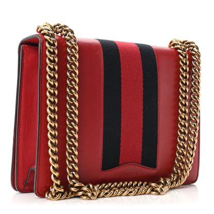Gucci Calfskin Web Medium Peony Chain Shoulder Bag Red 3 of 10