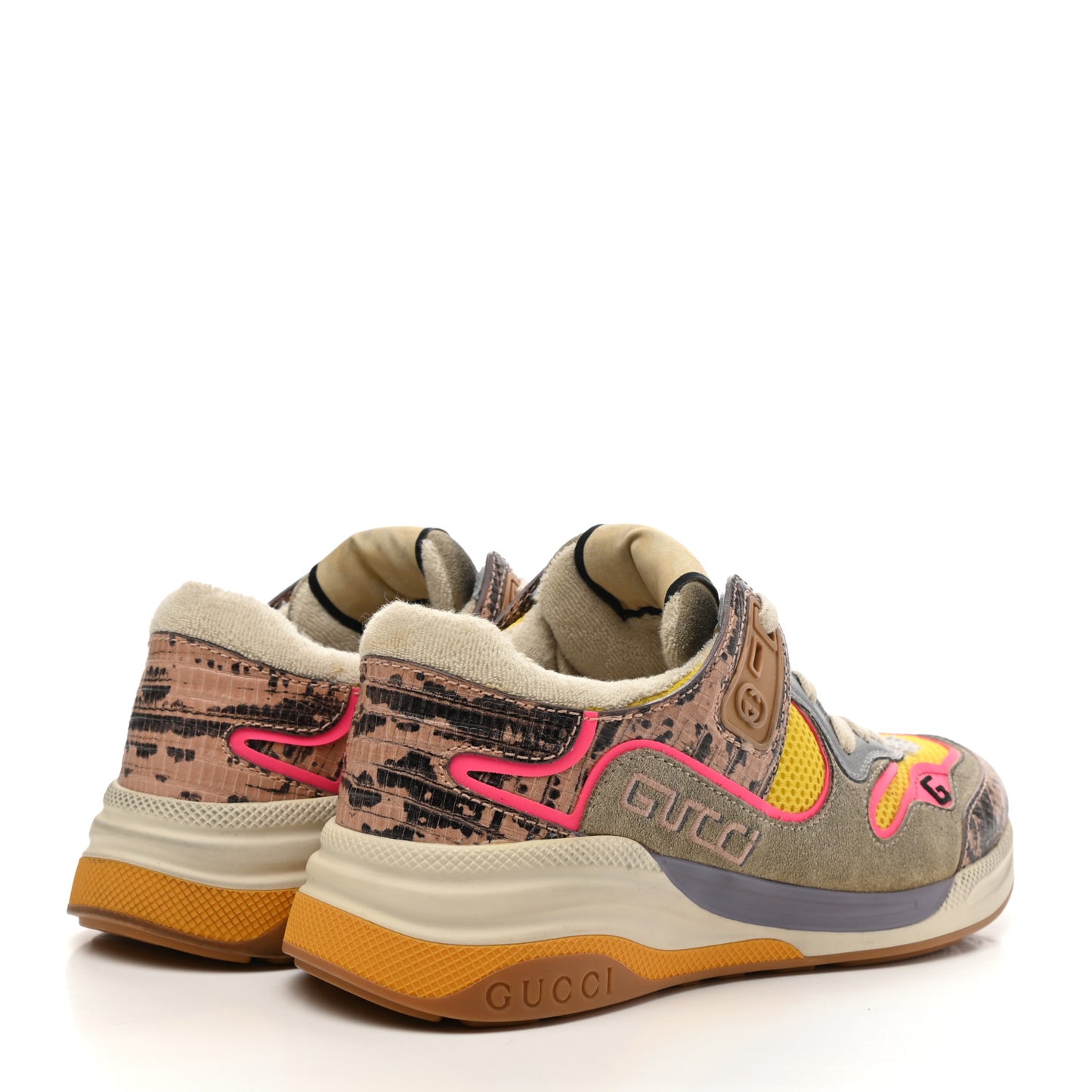 Suede Calfskin Tejus Printed Womens Ultrapace Sneakers 35 Pink Silver Oatmeal Yolk