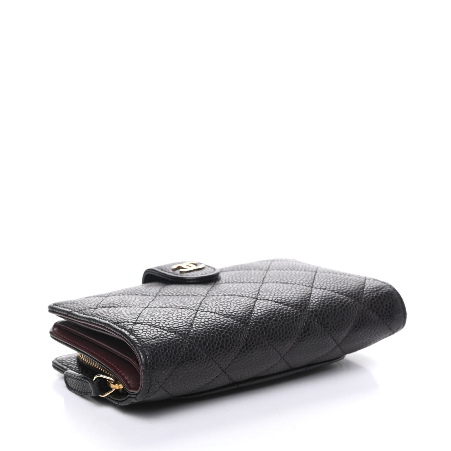 Caviar Quilted Zipped Pocket Wallet Black