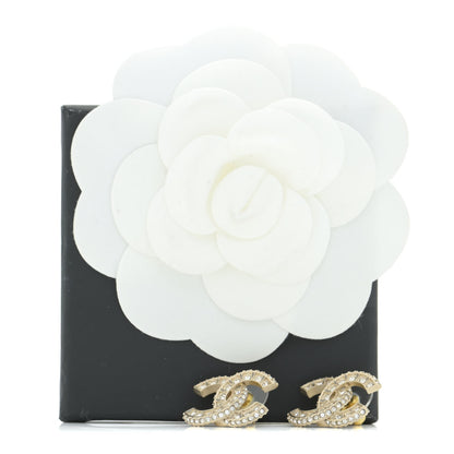 Chanel Crystal Timeless CC Earrings Light Gold 5 of 5