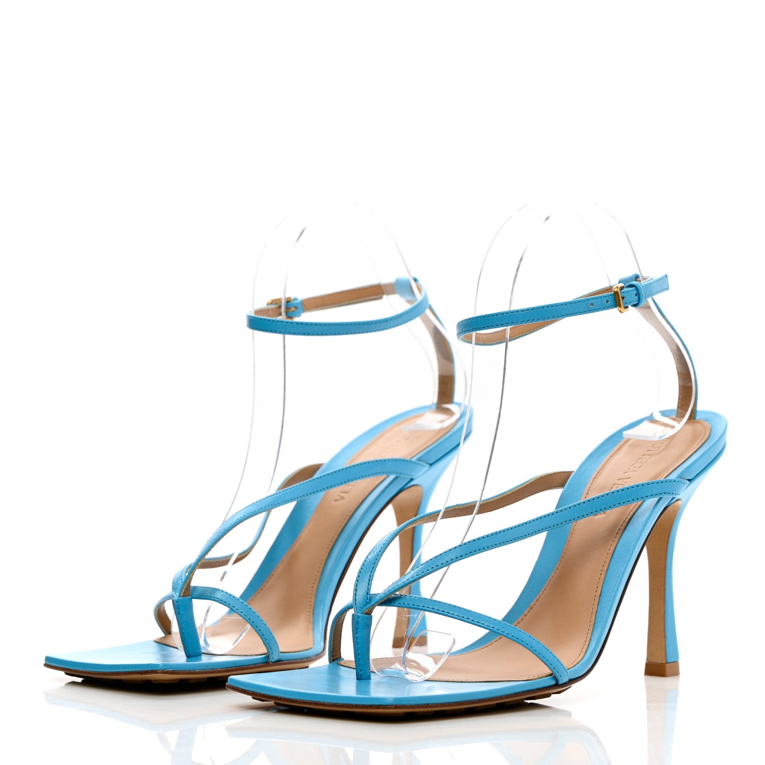 Bottega Veneta Lambskin Stretch Multi Strap 90mm Sandals 39.5 Sky Blue 3 of 11