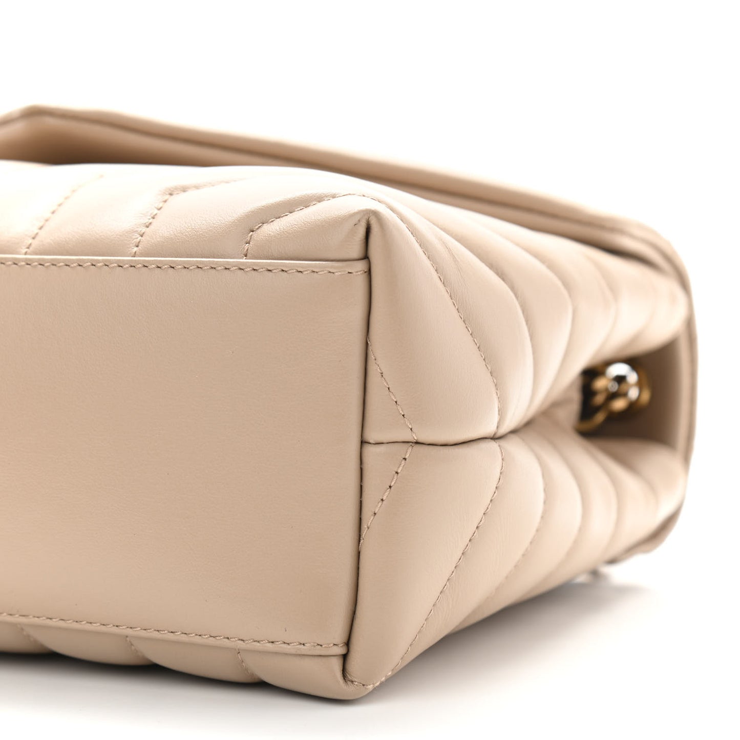 Calfskin Y Quilted Monogram Small Loulou Chain Satchel Dark Beige