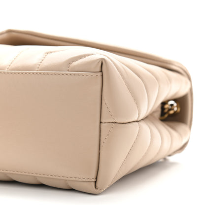 Saint Laurent Calfskin Y Quilted Monogram Small Loulou Chain Satchel Dark Beige 12 of 13