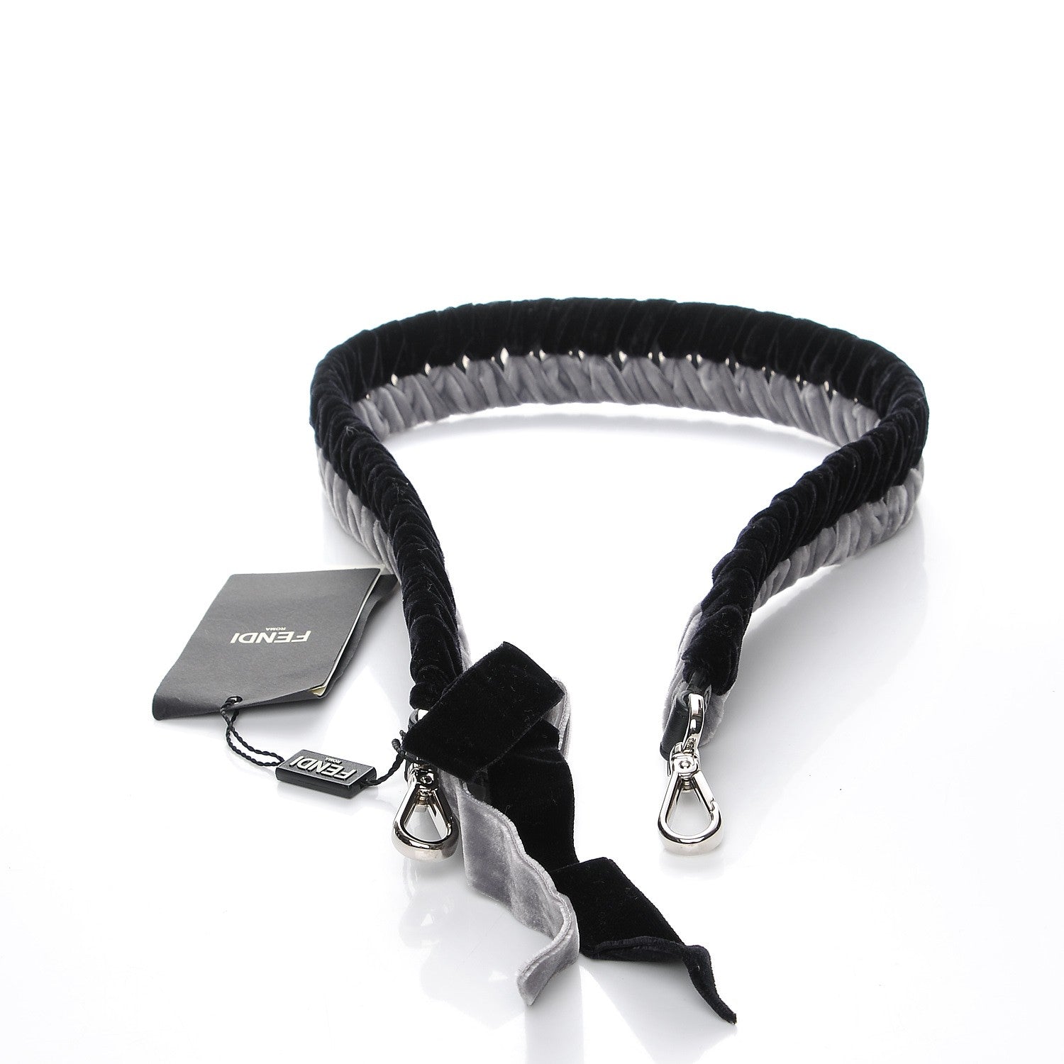 Fendi Velvet Lace Up Strap You Grey Black 3 of 5