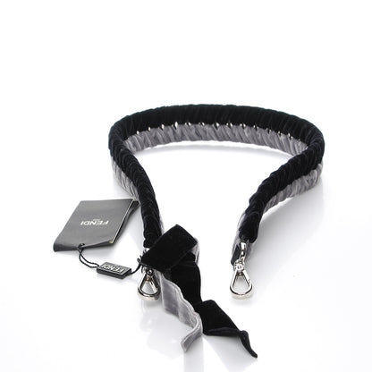 Fendi Velvet Lace Up Strap You Grey Black 3 of 5