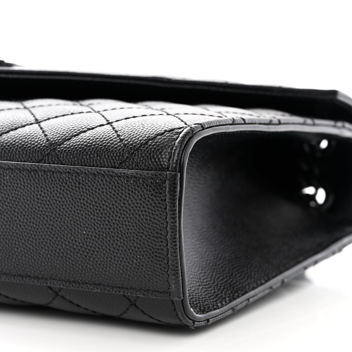 Grain De Poudre Textured Mixed Matelasse Triquilt Medium Monogram Monochrome Satchel Black