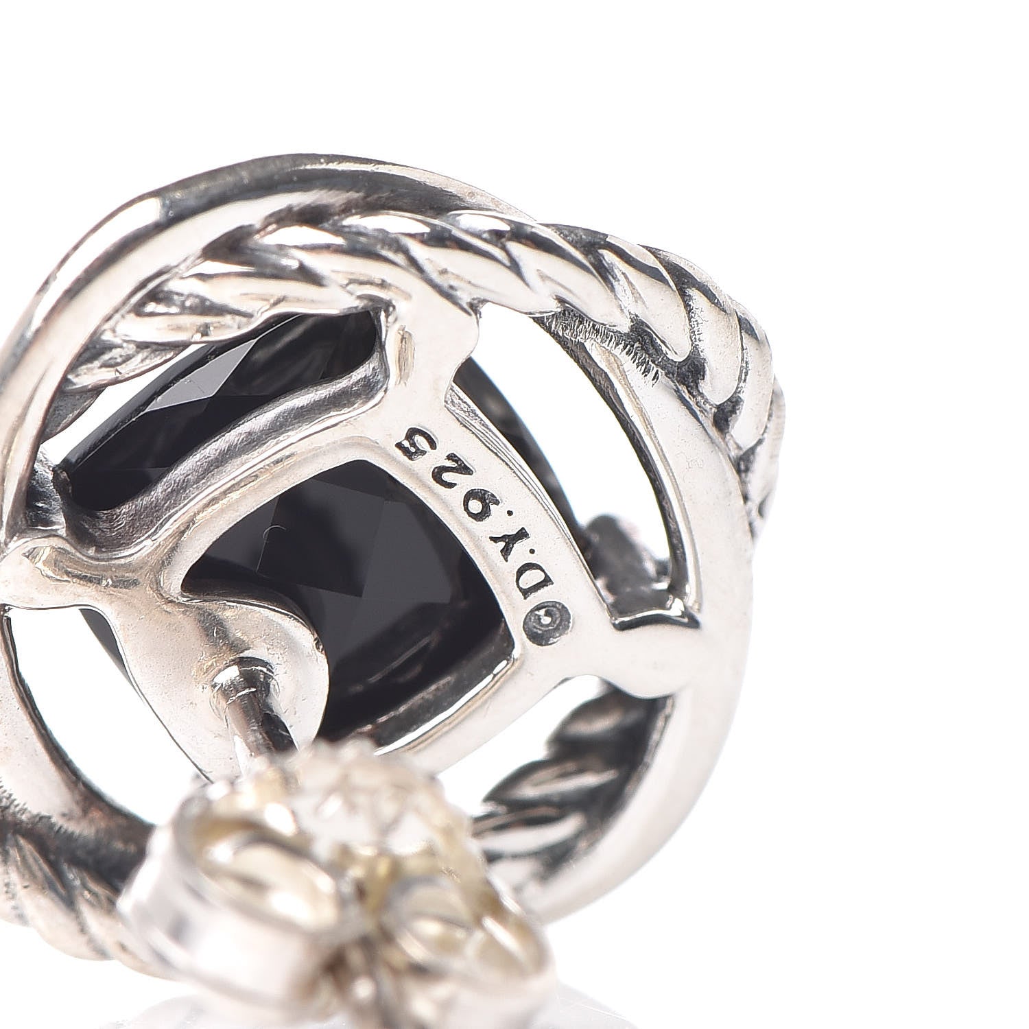 David Yurman Sterling Silver Black Onyx 7mm Infinity Earrings 4 of 5
