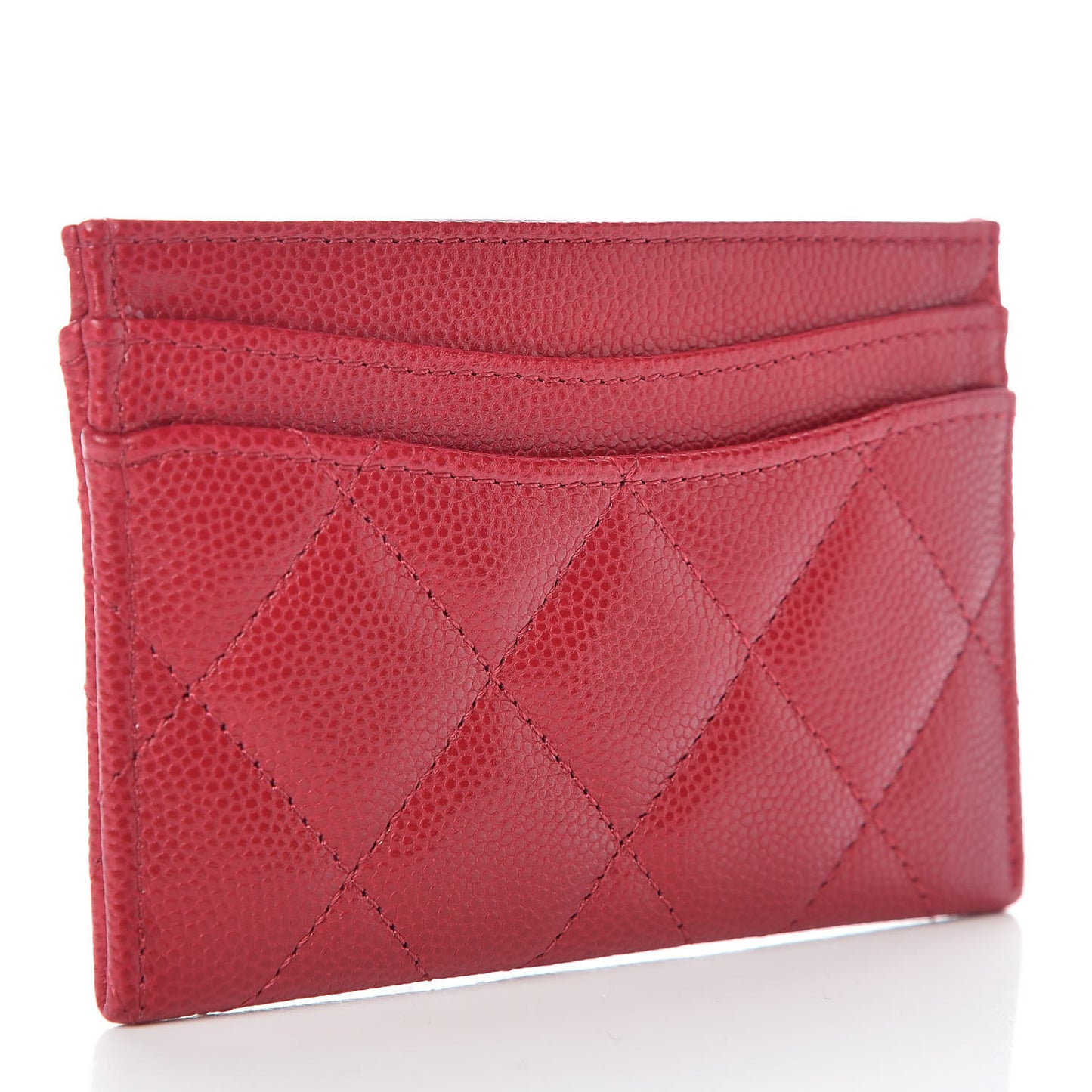 Caviar Quilted Card Holder Dark Pink