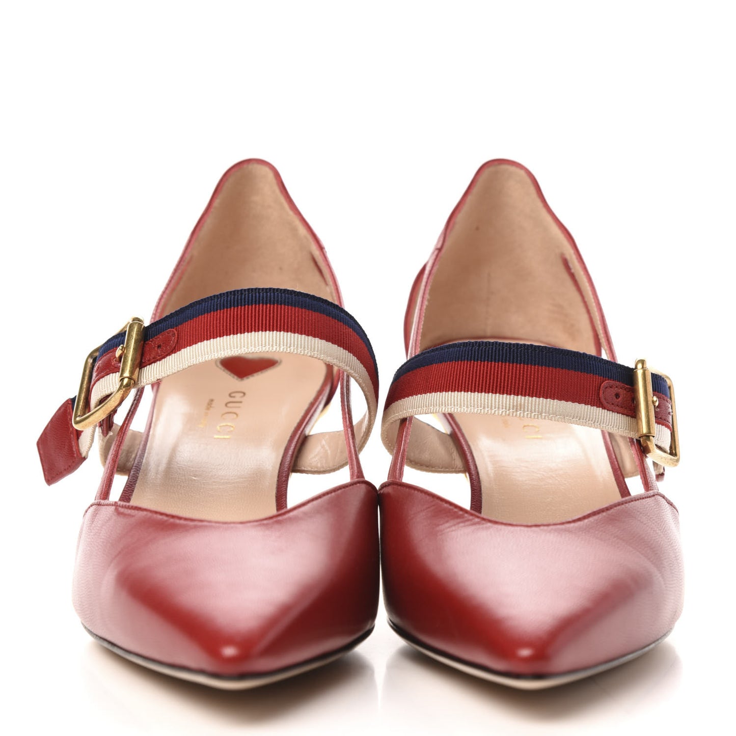 Malaga Kid Grosgrain Sylvie Web Bamboo Low Heel Pumps 38 Red