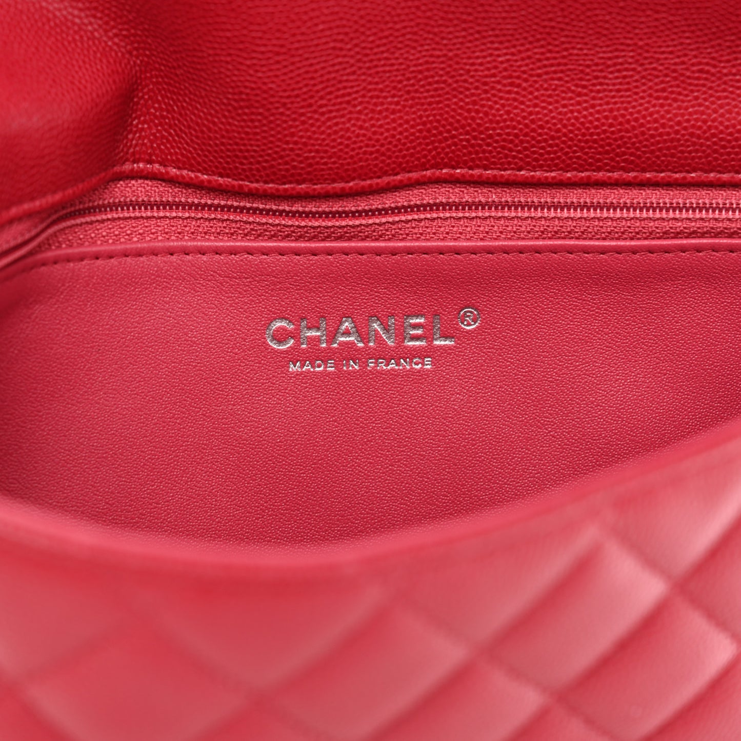 Caviar Quilted Flap Clutch Dark Pink