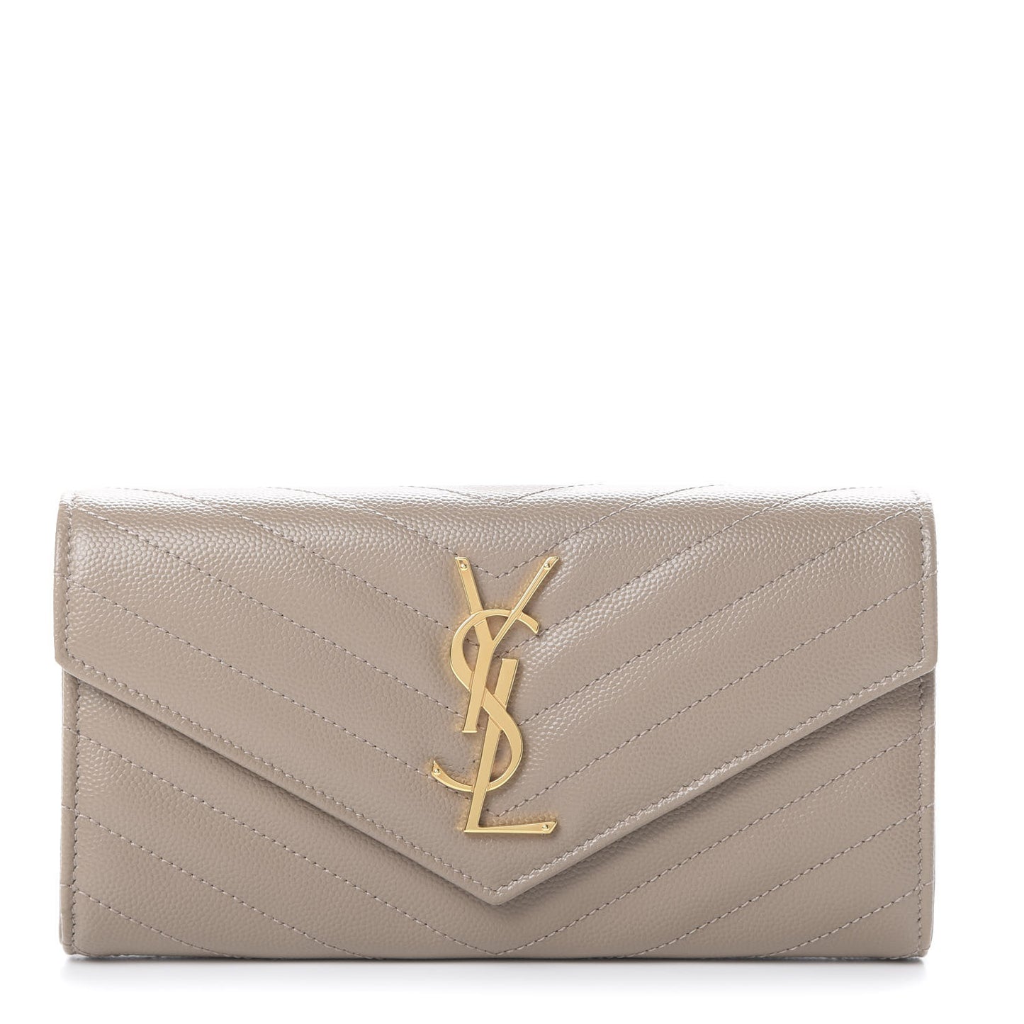 Grain De Poudre Matelasse Chevron Monogram Flap Wallet Dusty Grey