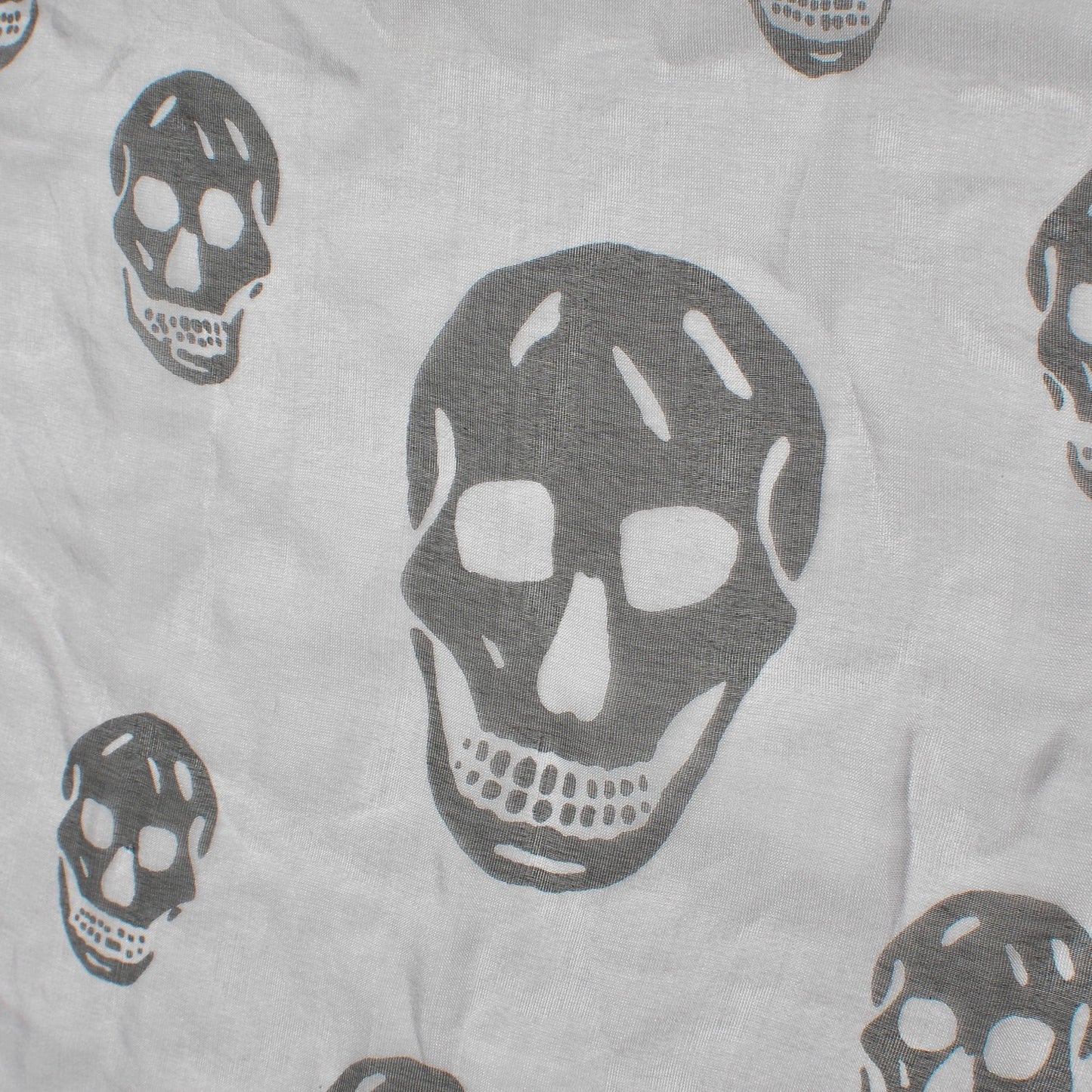 Silk Chiffon Skull Scarf Black Grey