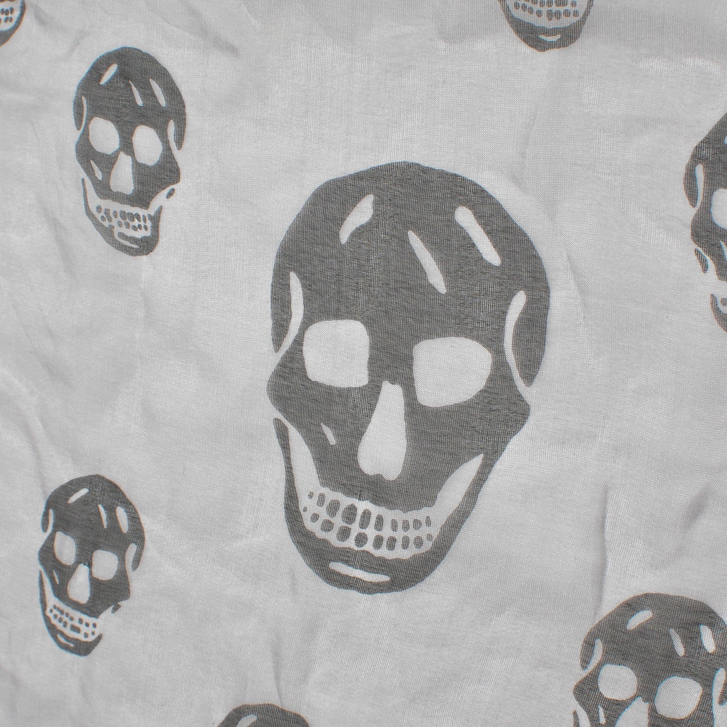 Alexander McQueen Silk Chiffon Skull Scarf Black Grey 4 of 5
