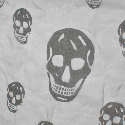 Alexander McQueen Silk Chiffon Skull Scarf Black Grey 4 of 5