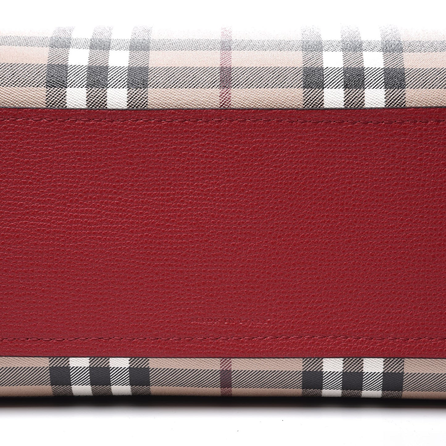 Grainy Calfskin Haymarket Check Small Reversible Tote Red