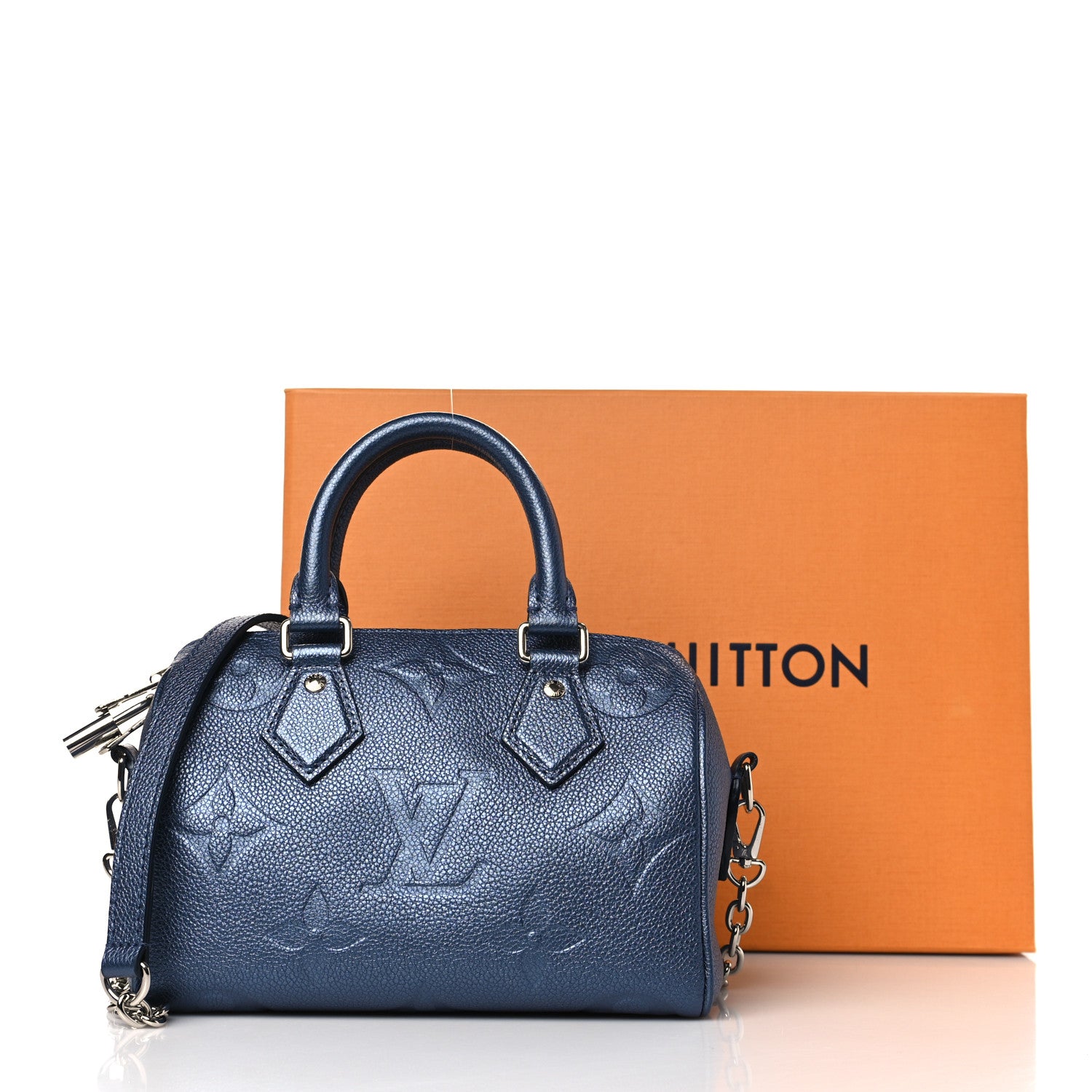 Louis Vuitton Metallic Empreinte Monogram Giant Speedy Bandouliere 20 Navy Nacre 10 of 10